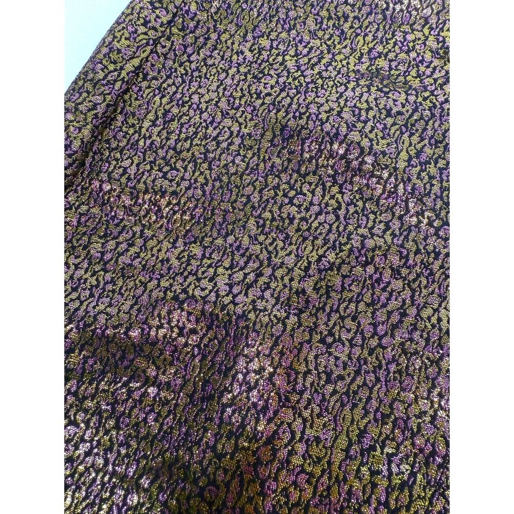 Express NWOT black w/ metallic gold purple abstract brocade mini skirt - Picture 3 of 8